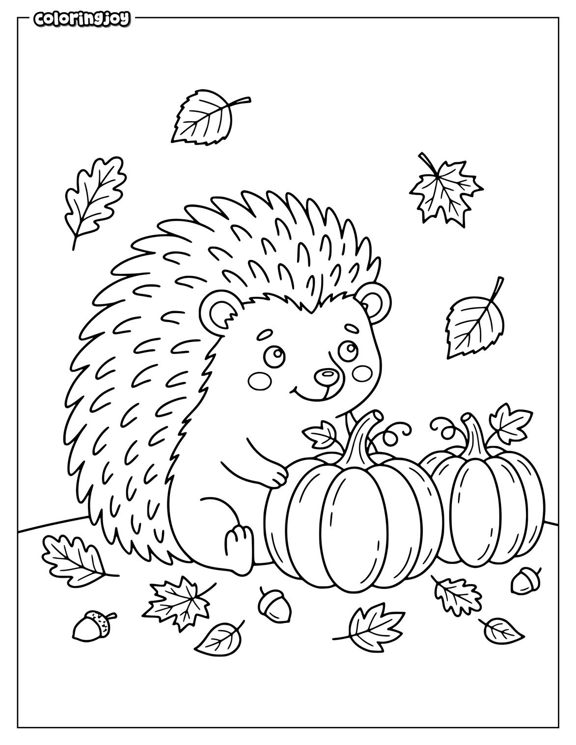 Autumn Skunk Coloring Page
