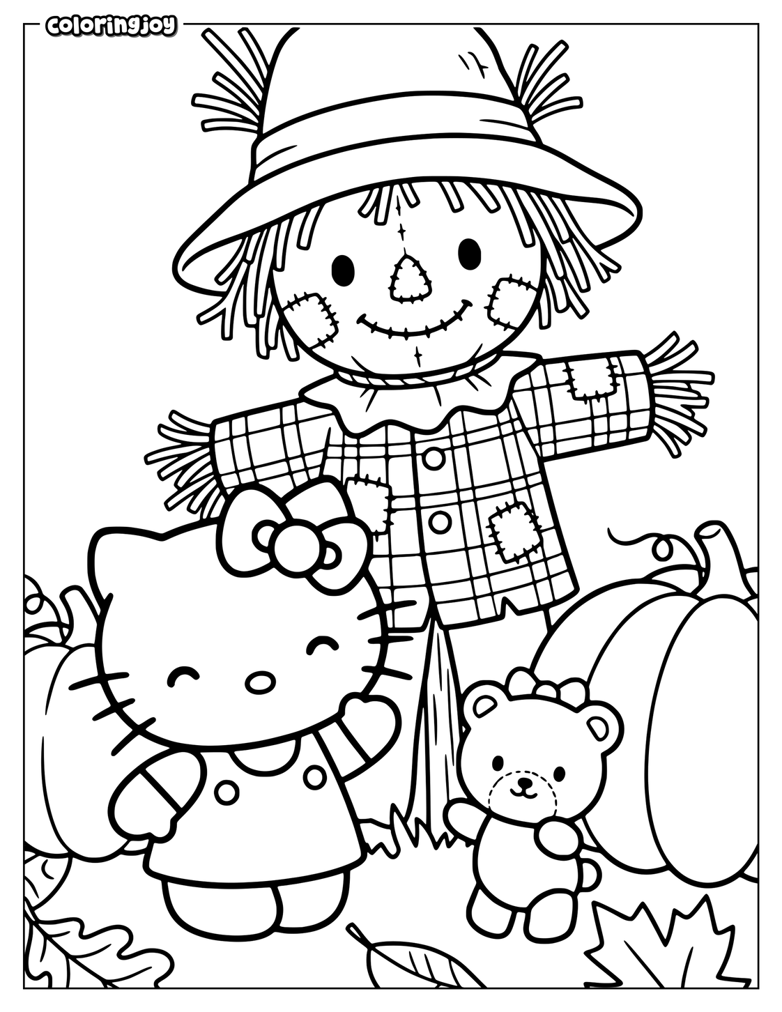 Autumn Scarecrow Fun With Hello Kitty and Friends.