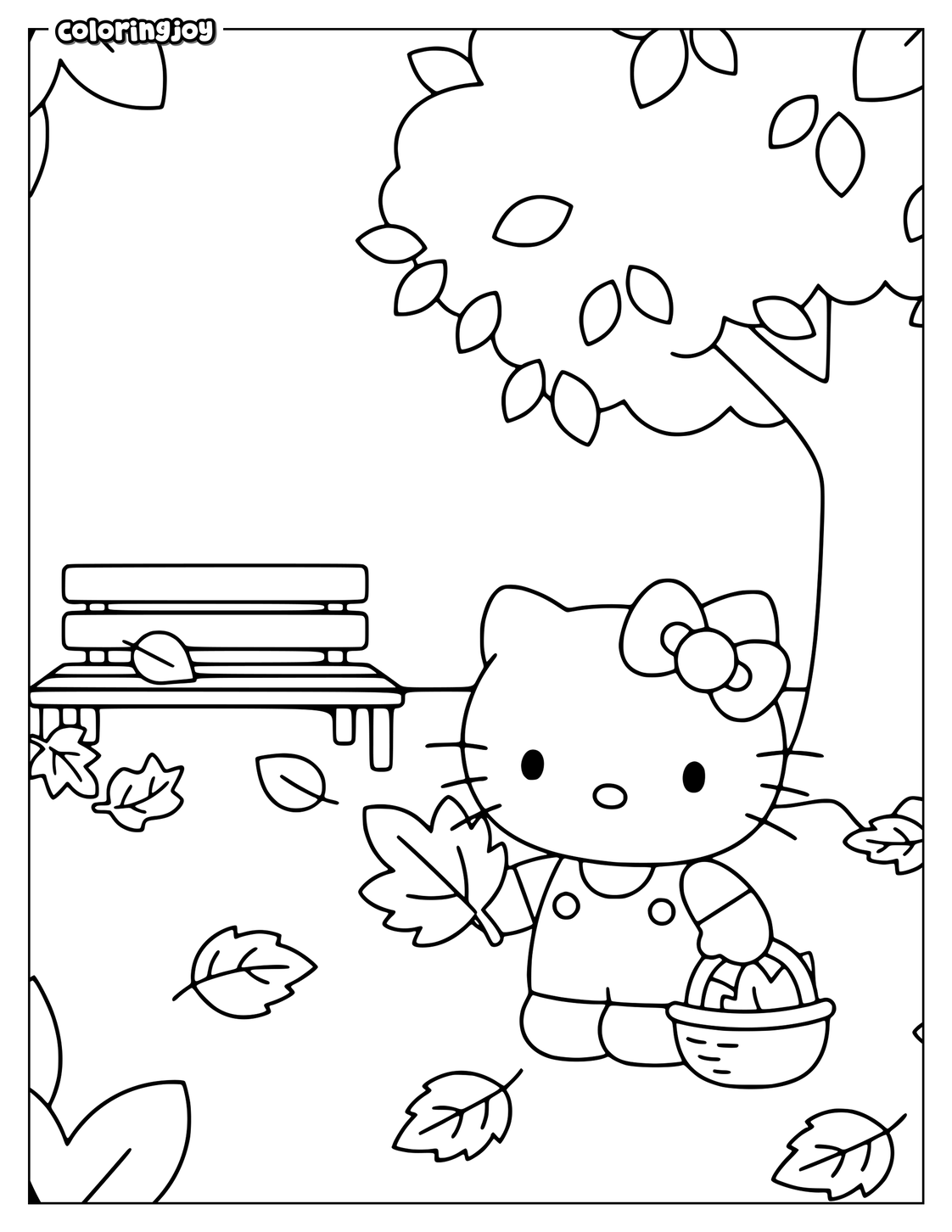 Collecting Fall Leaves With Hello Kitty in the Park.