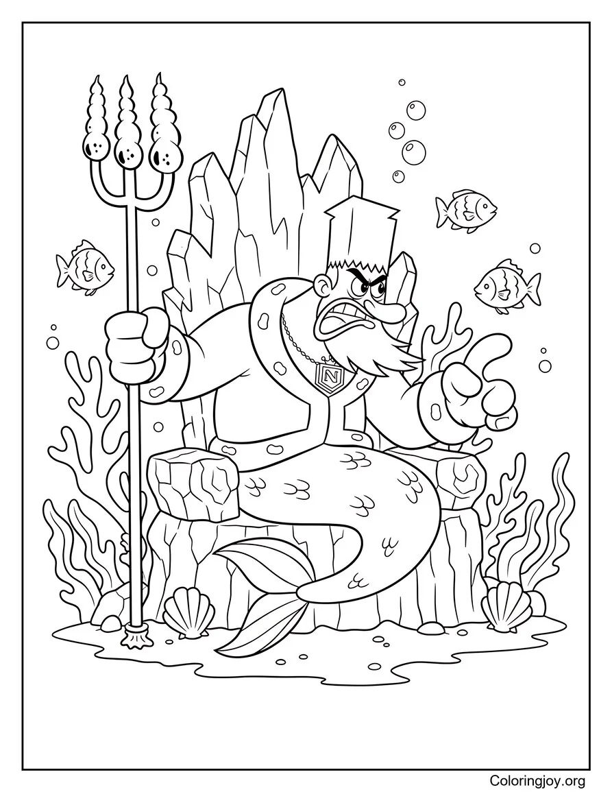 Finally King Neptune stands proudly as ruler of the deep blue sea.