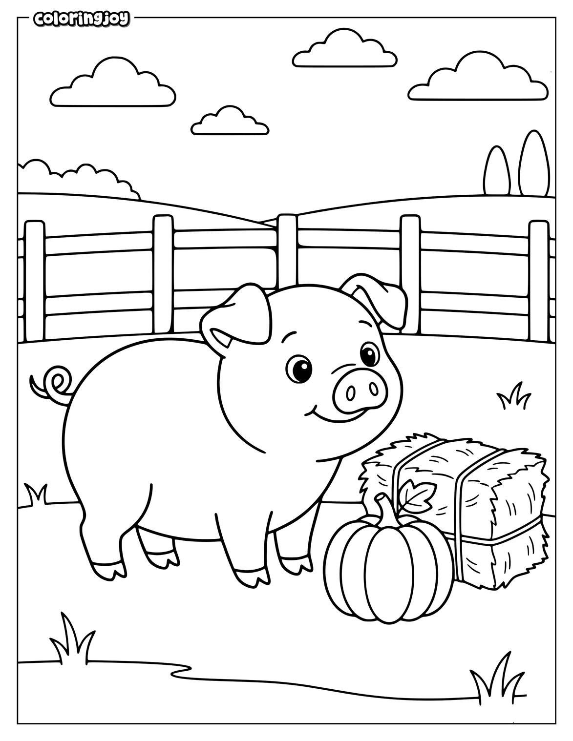 Cute Cow Autumn Farm