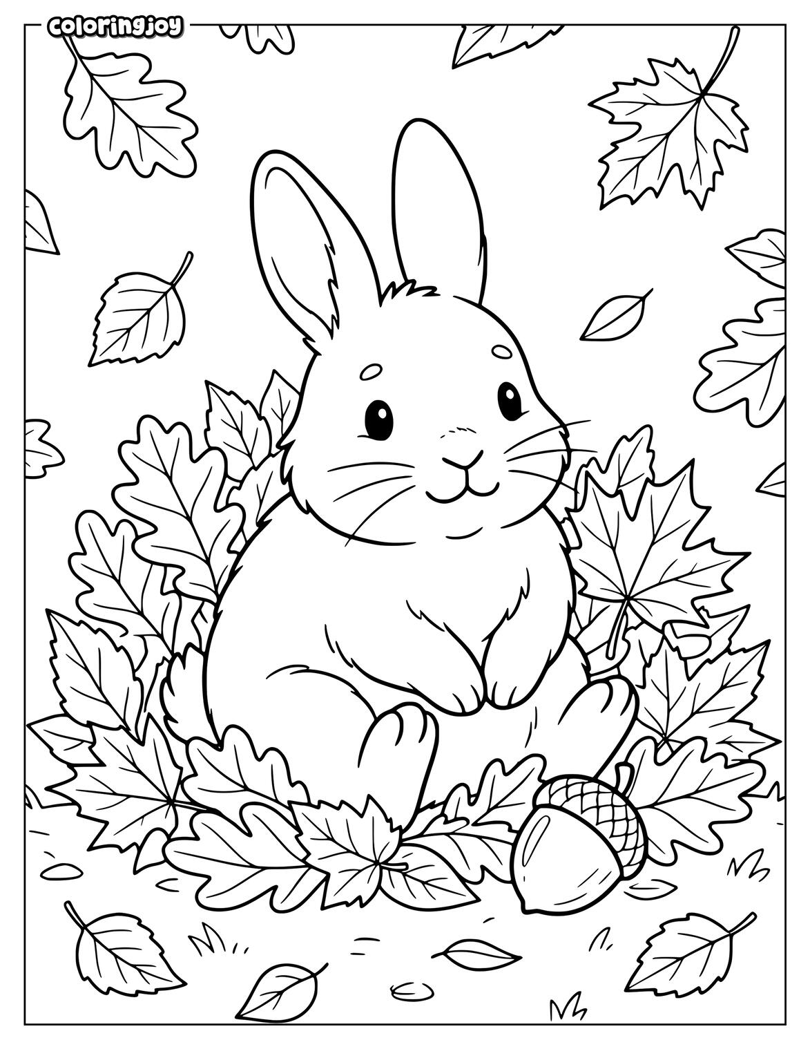 Rabbit In Autumn Leaves