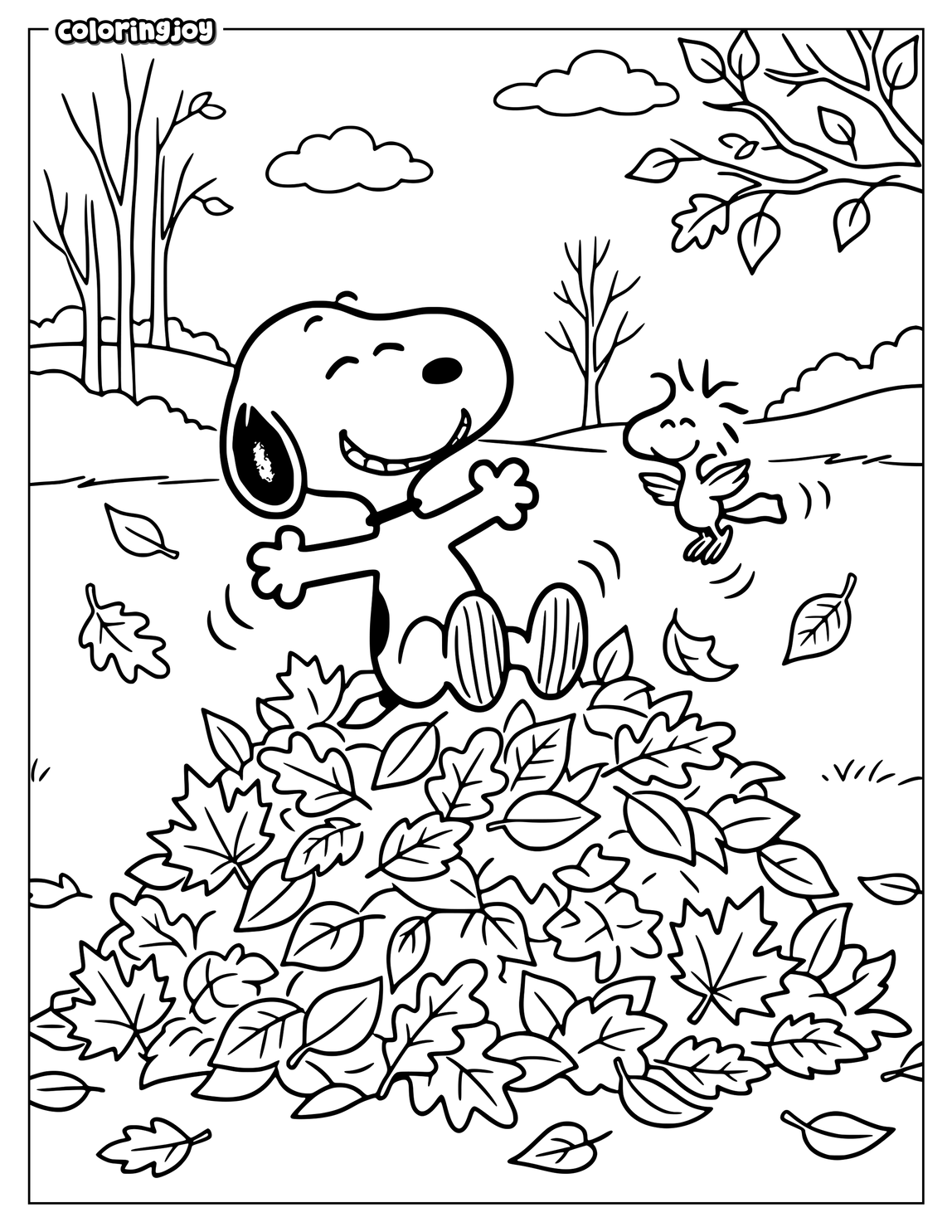 Snoopy Fall Coloring Pages