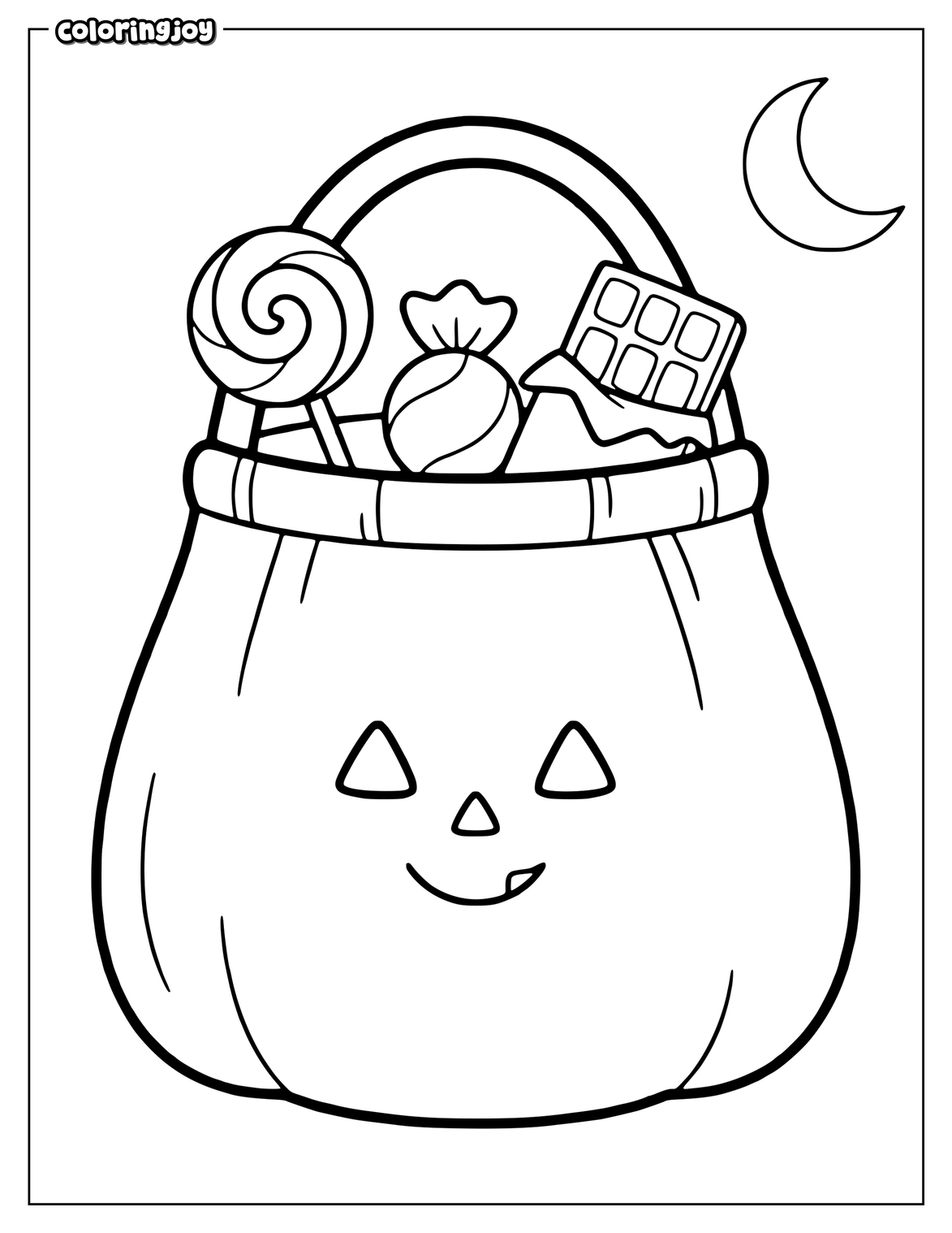 Small candy bag holds treats for a Halloween night.