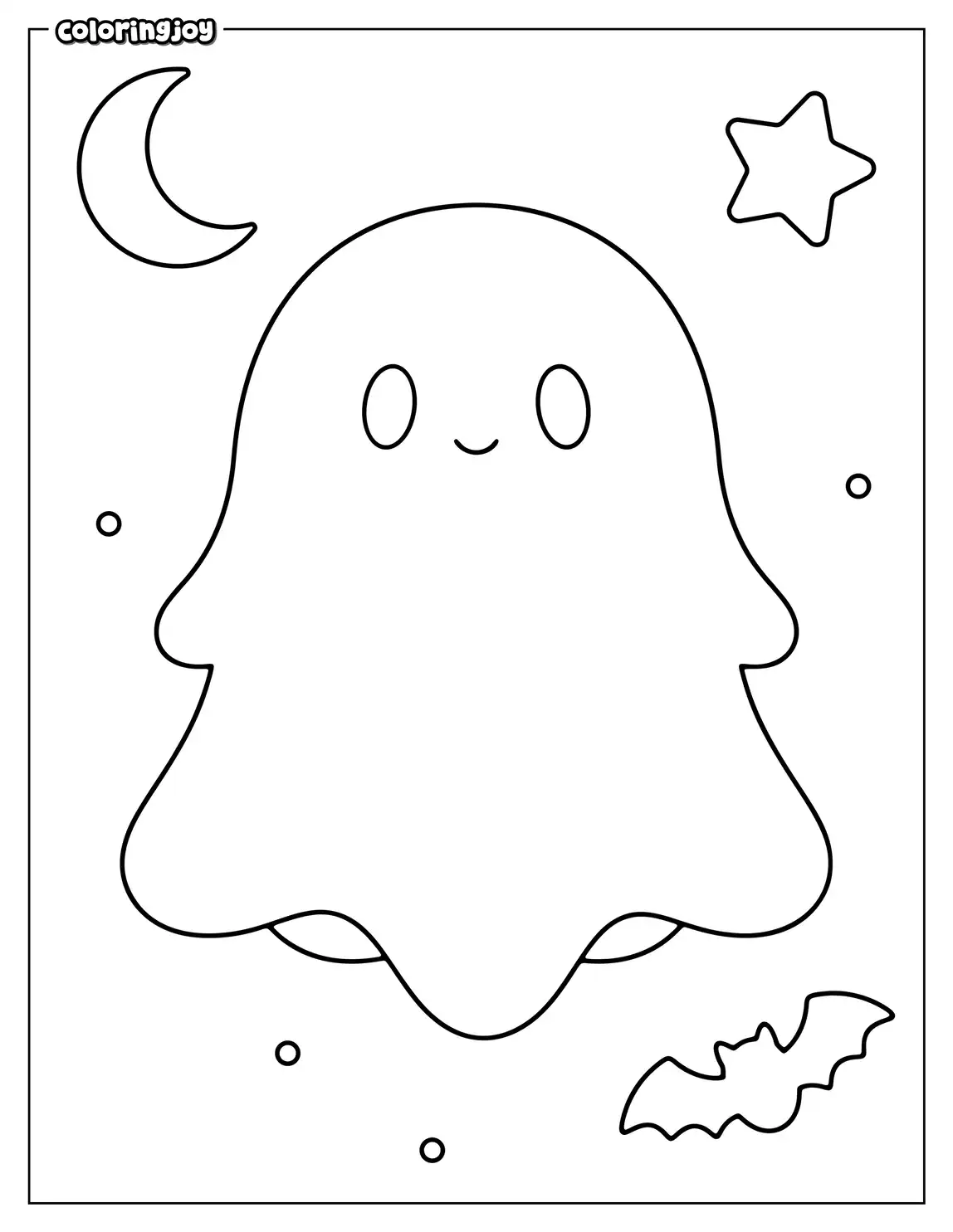 Cute Ghost Floating Coloring Sheet