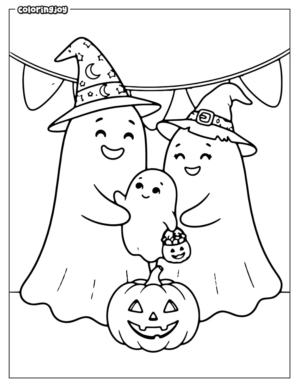 Ghost Family Halloween Coloring Sheet