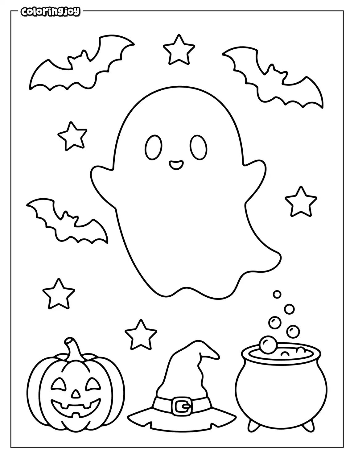 Ghost and Bats Coloring Page