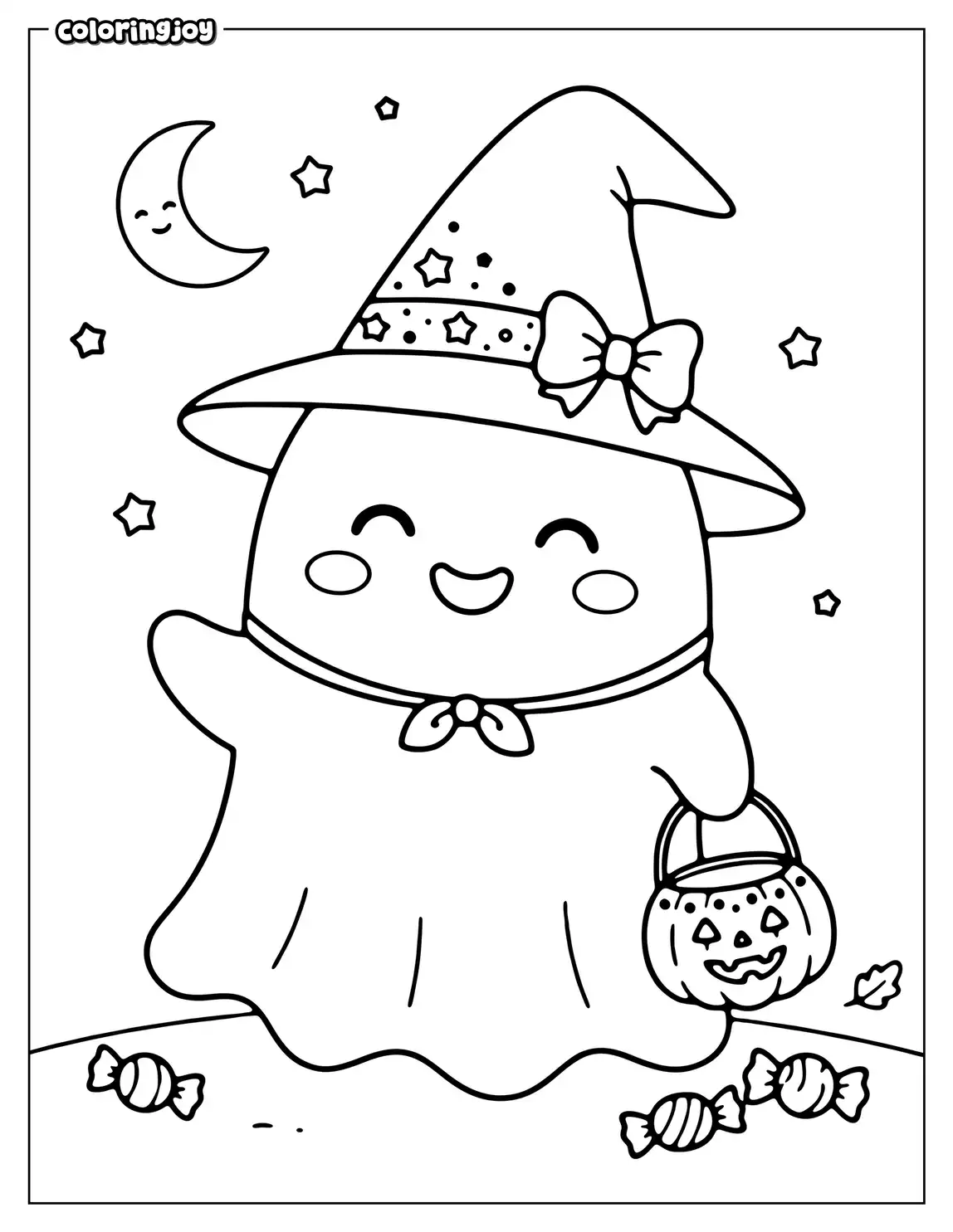 Little Ghost with a Bow to Color