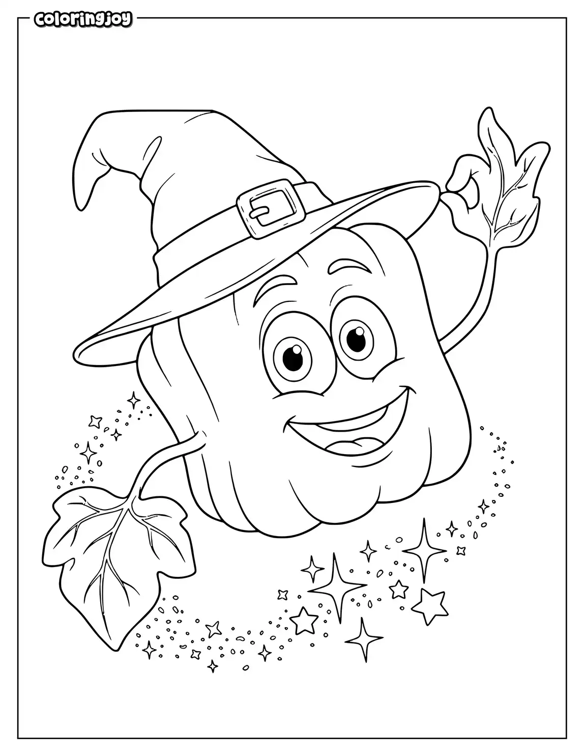 A square jack-o-lantern makes a silly face at a tiny floating ghost.