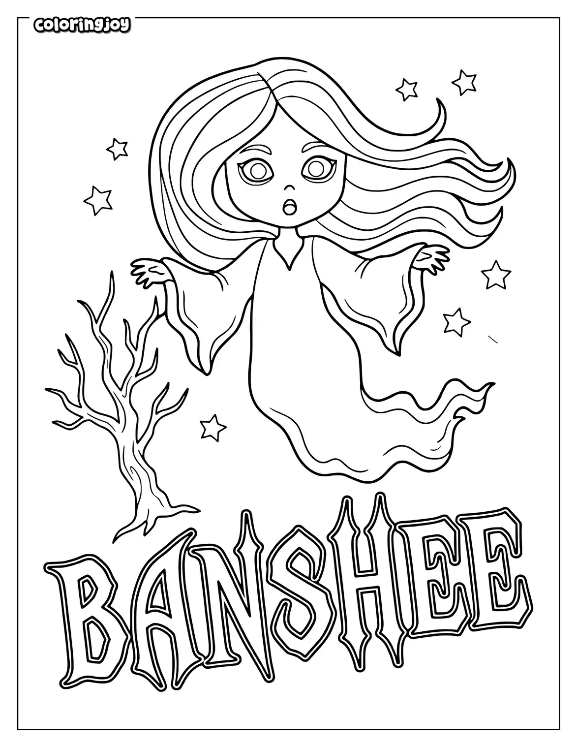 Banshee Ghost Halloween Coloring Page