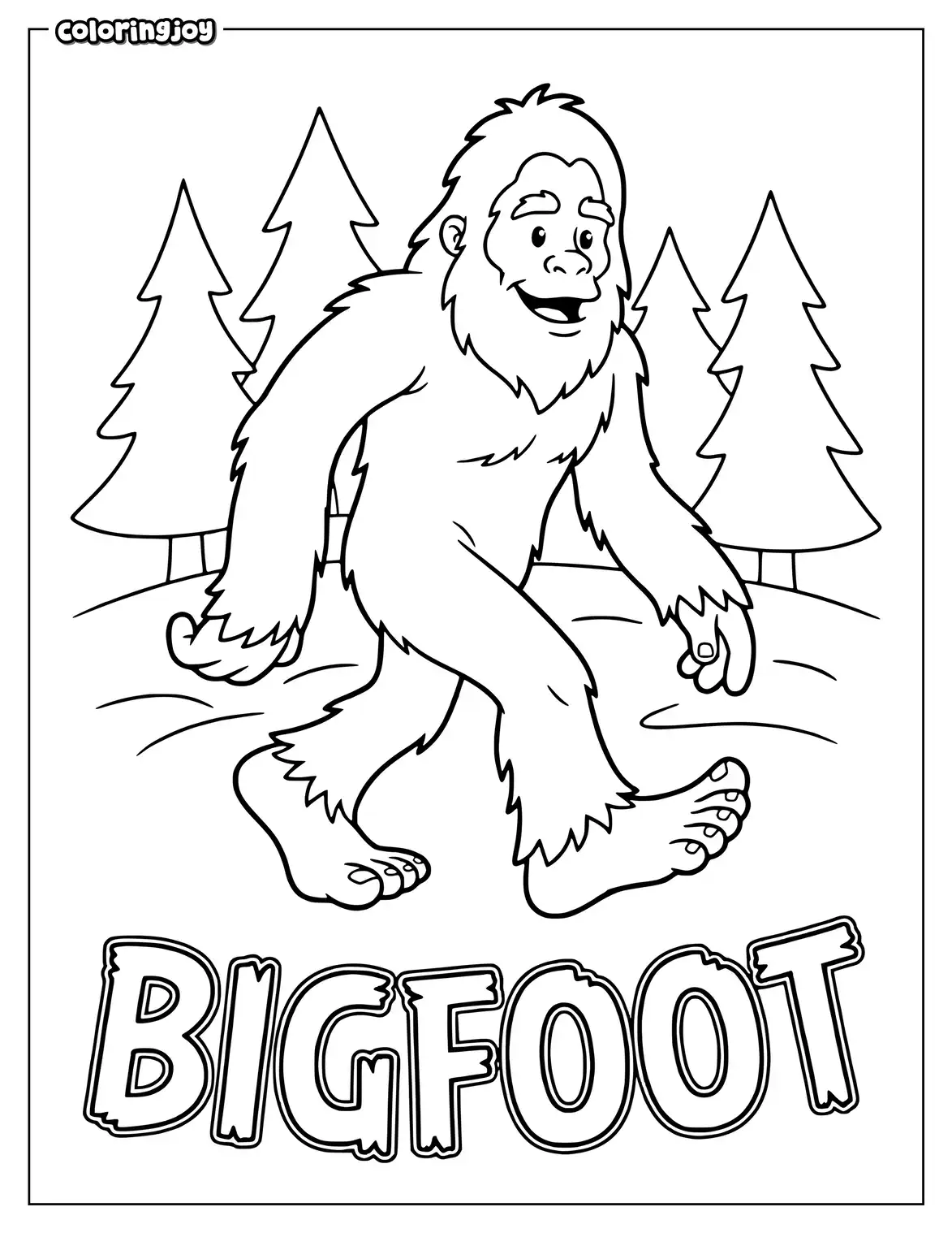 Bigfoot Monster Halloween Coloring Page