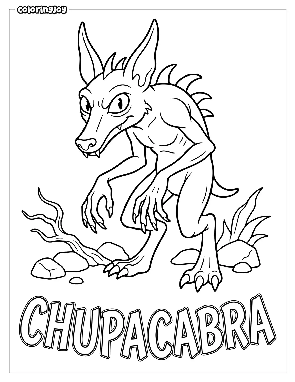 Chupacabra Monster Halloween Coloring Page