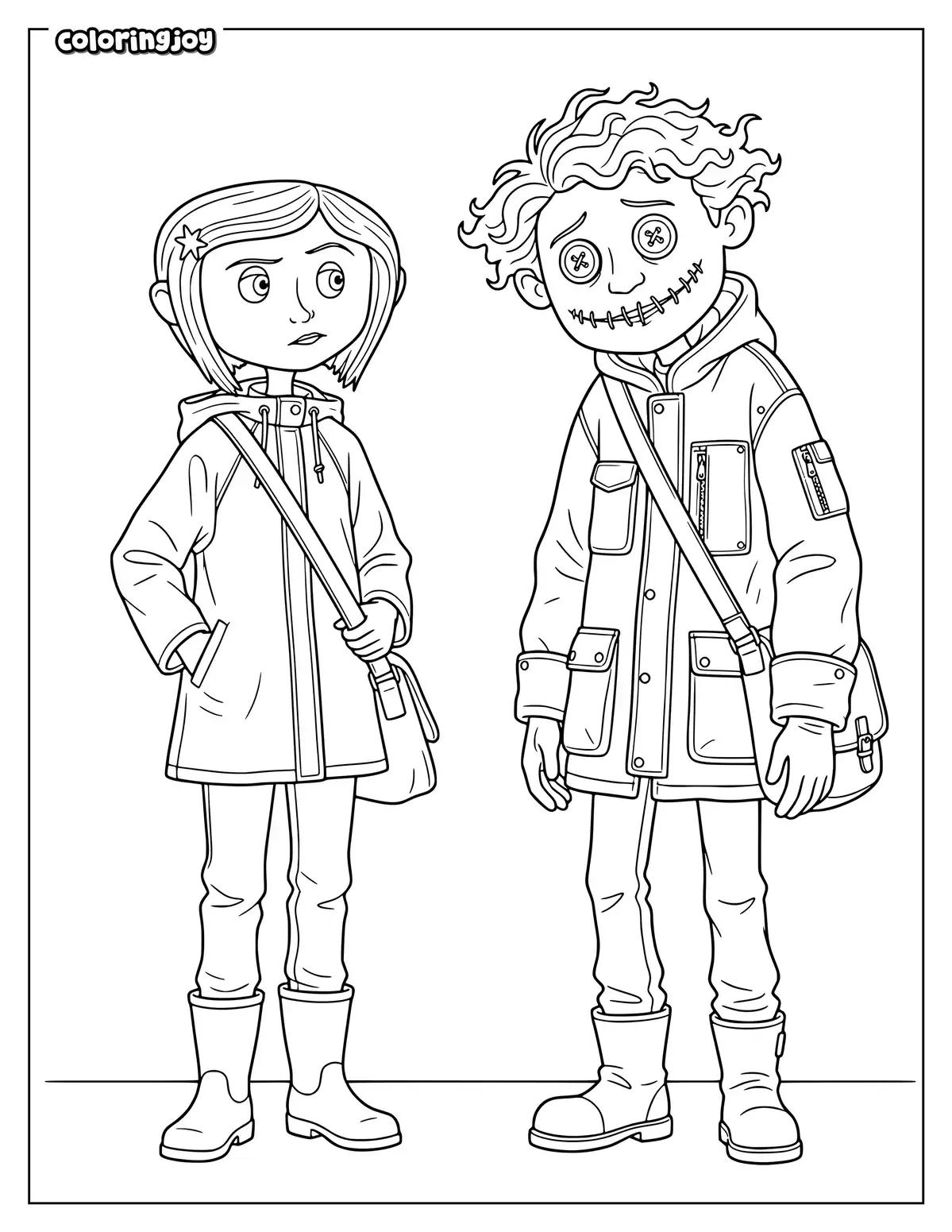 Coraline and Other Wybie Coloring Sheet