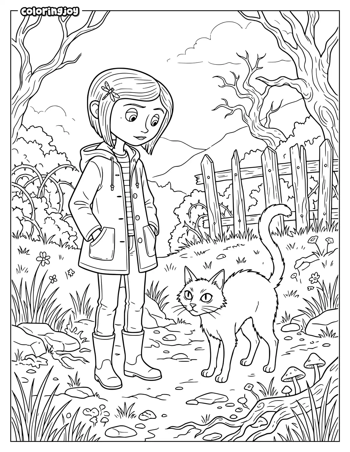 Coraline and the Black Cat to Print