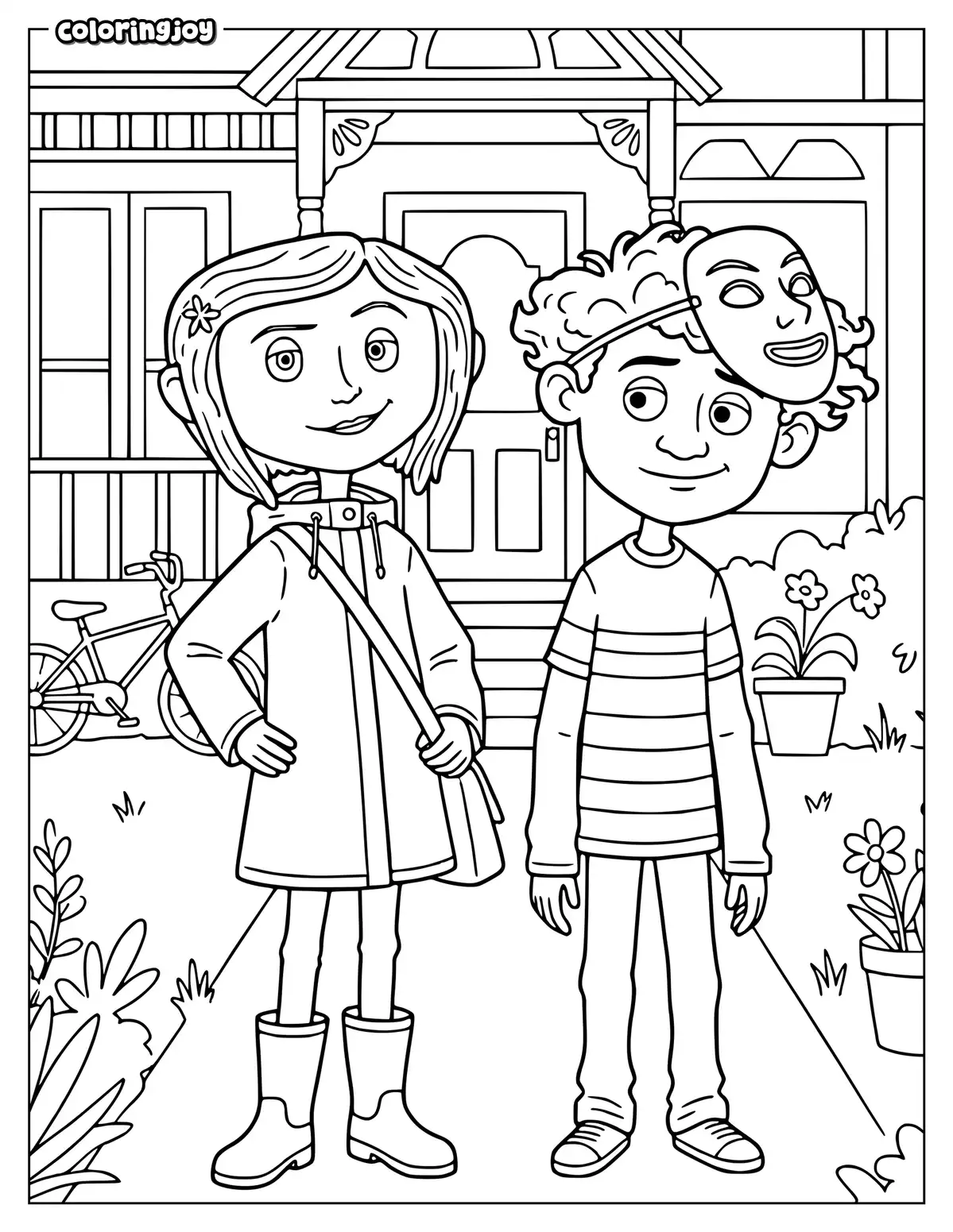Coraline and Wybie stand together on a strange little adventure.