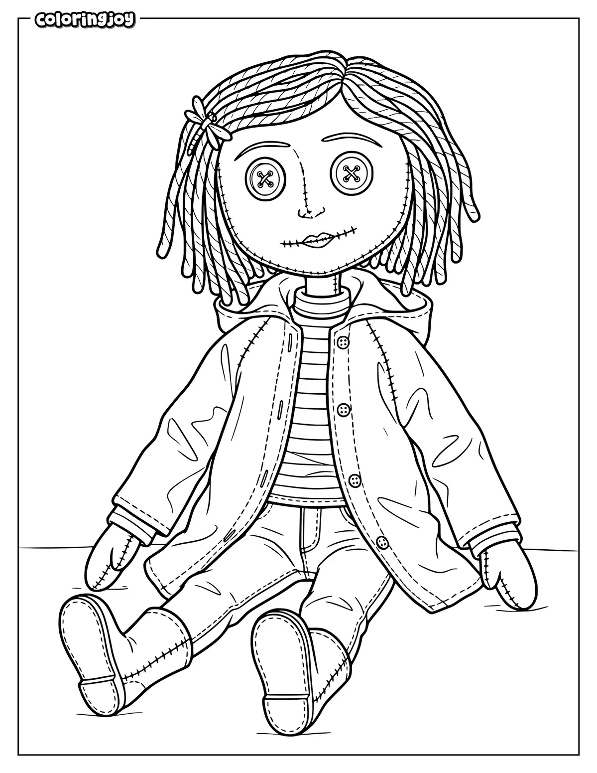 Coraline Doll Coloring Page for Kids