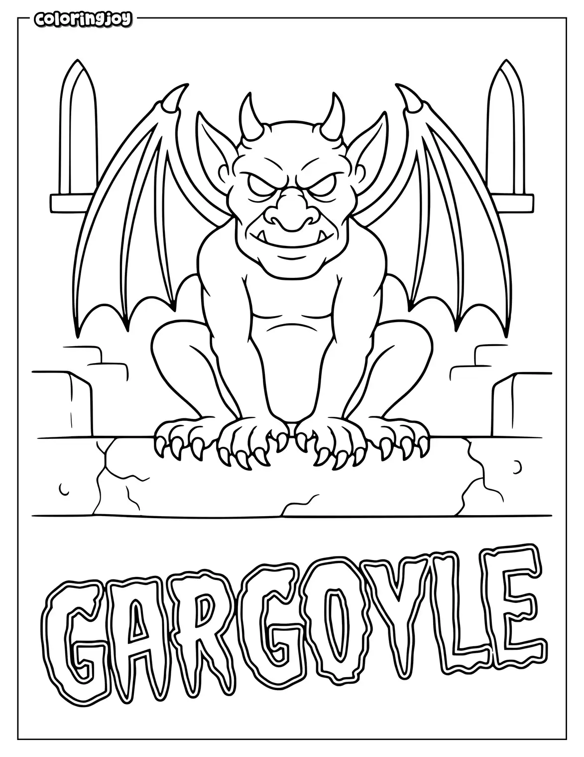 Creepy Gargoyle Halloween Coloring Page