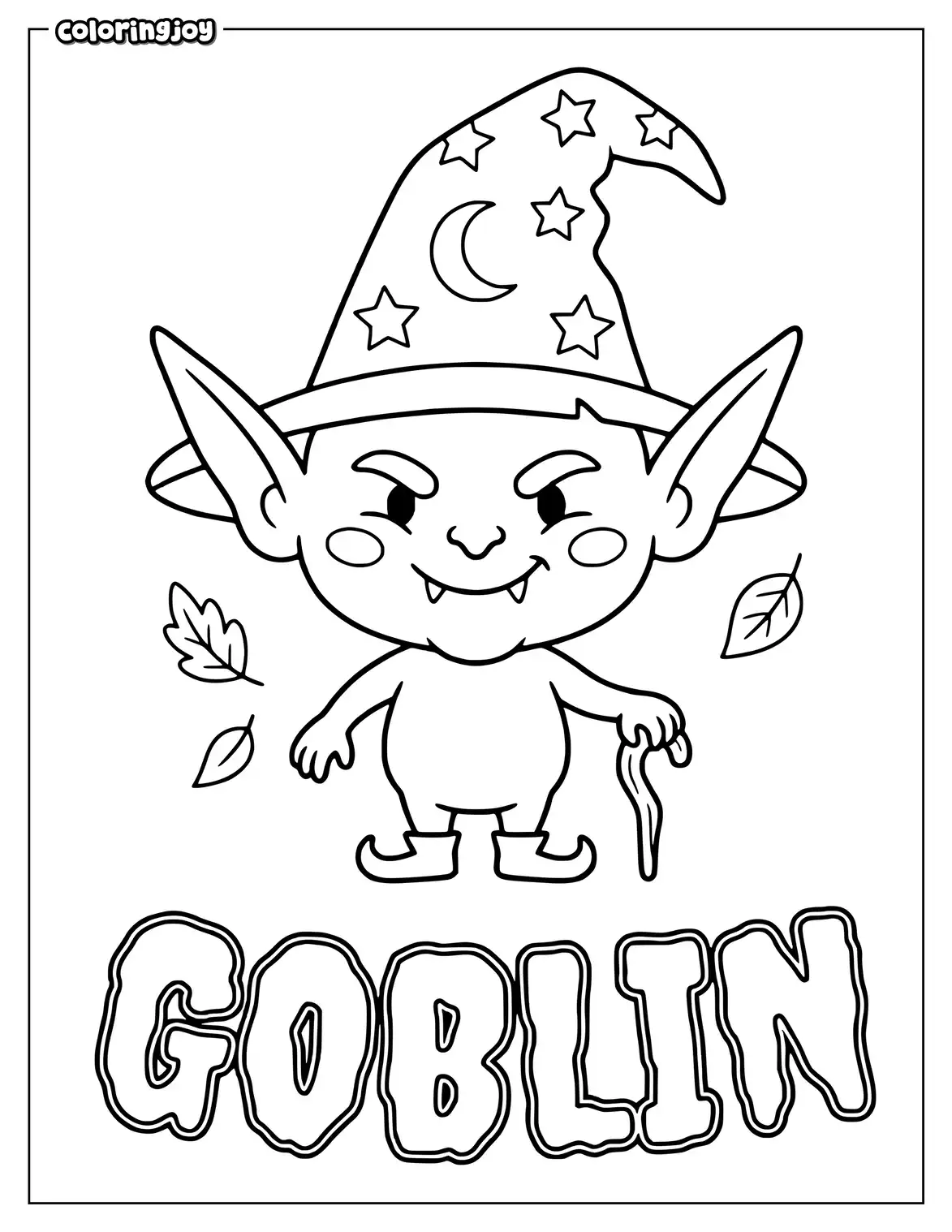 Cute Goblin Halloween Coloring Page