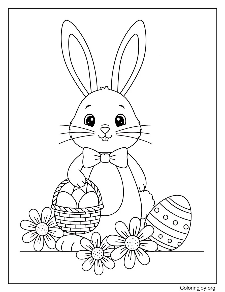 Free Printable Easy Easter Bunny Standing Coloring Page