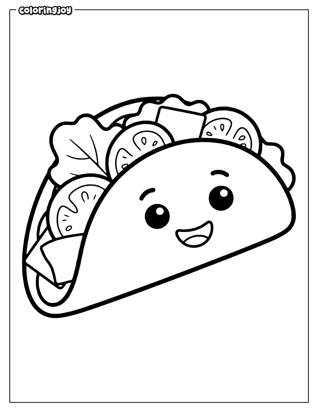 Bold simple taco with thick outlines for toddlers to color.
