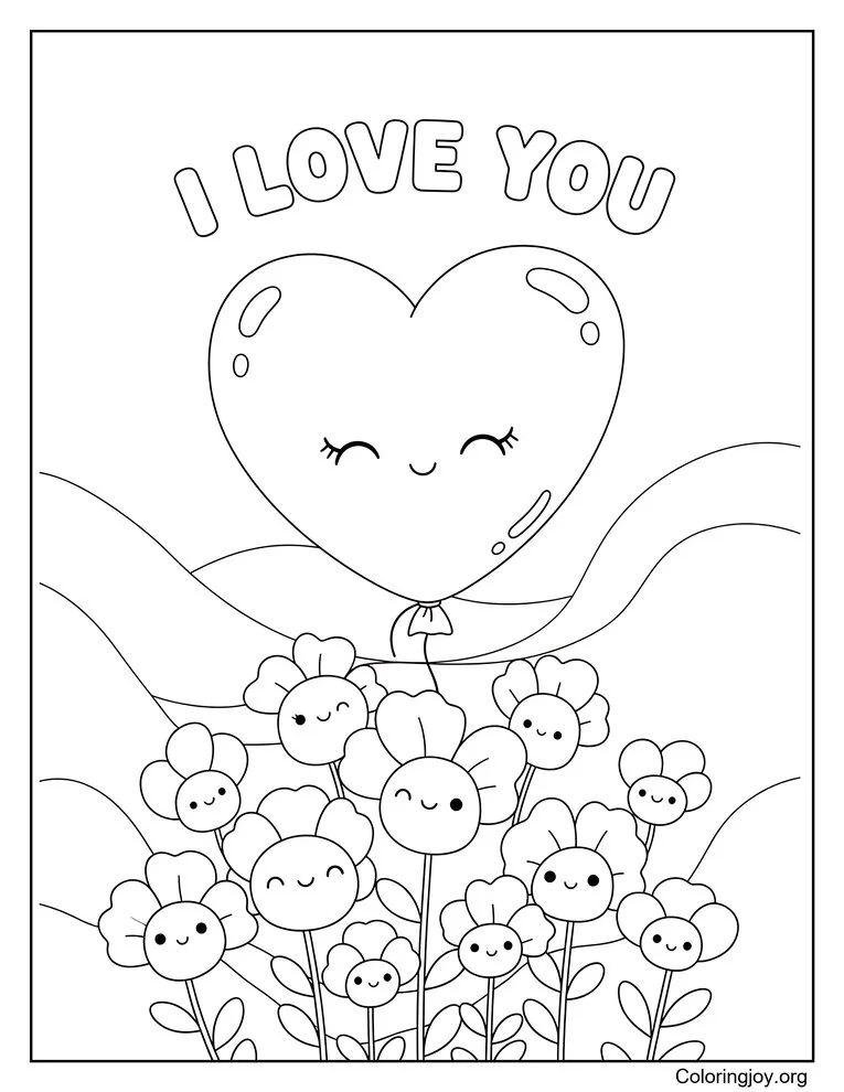 Floating Flower Heart With I Love You