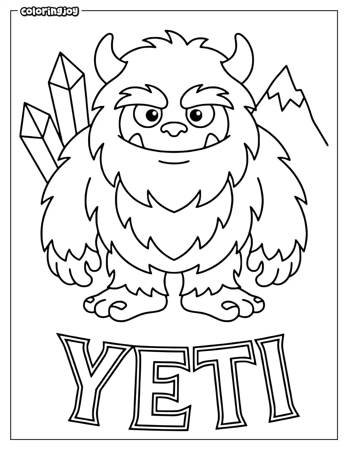 Fluffy Yeti Halloween Coloring Page