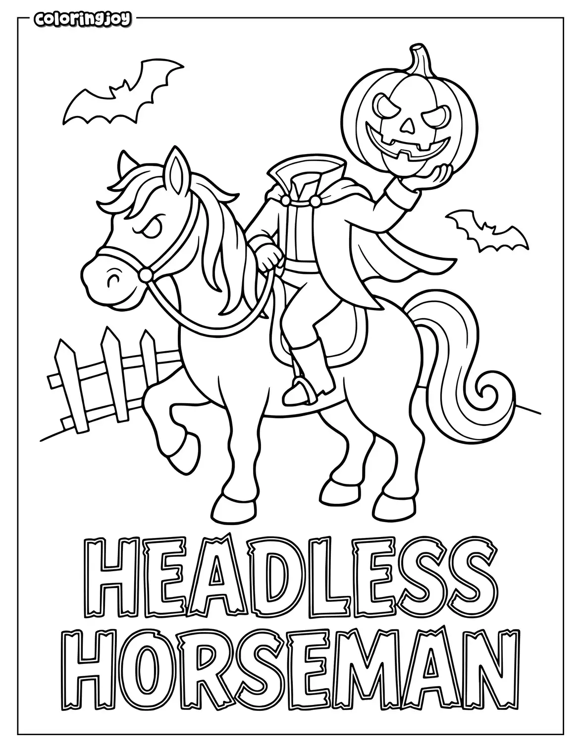 Headless Horseman Halloween Coloring Page