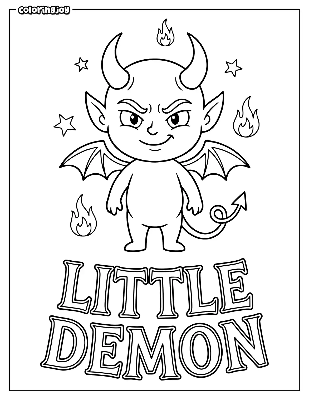 Horned Demon Halloween Coloring Page