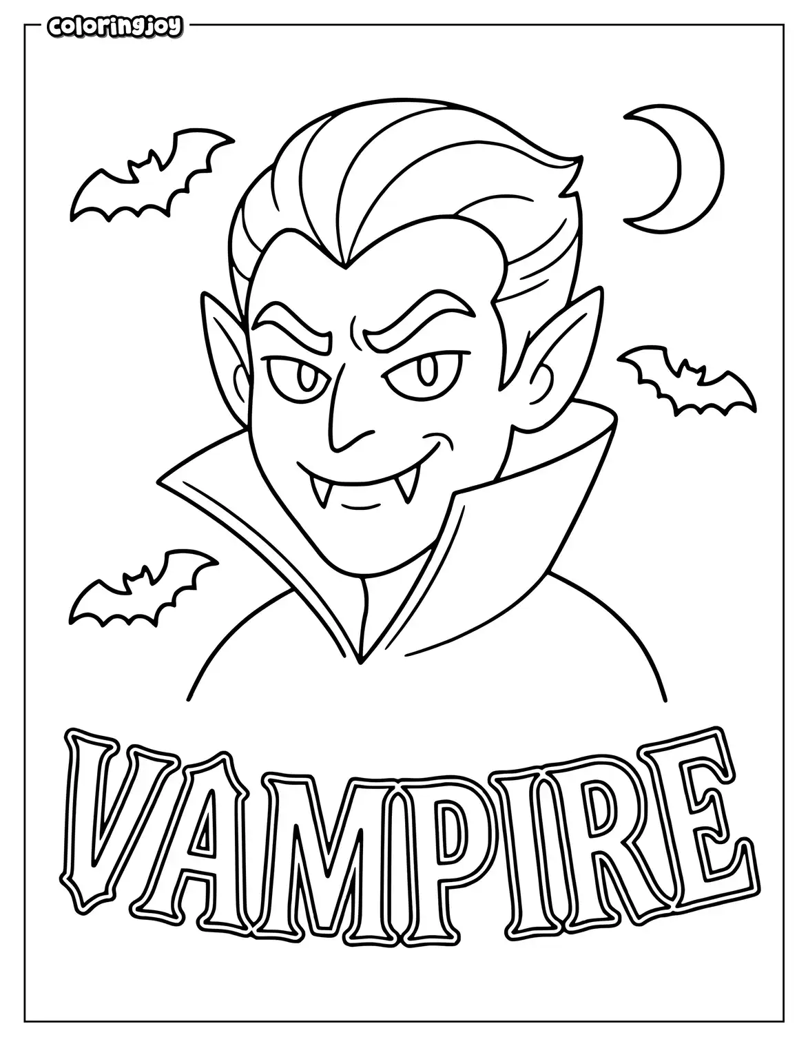 Hungry Vampire Halloween Coloring Page