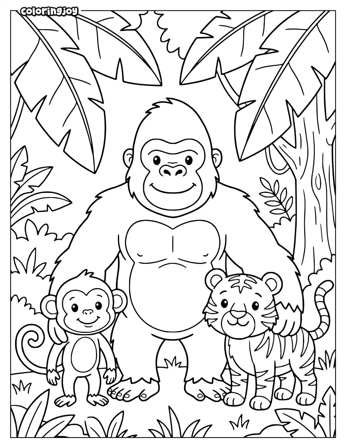 King Kong Stands Beside His Jungle Animal Friends