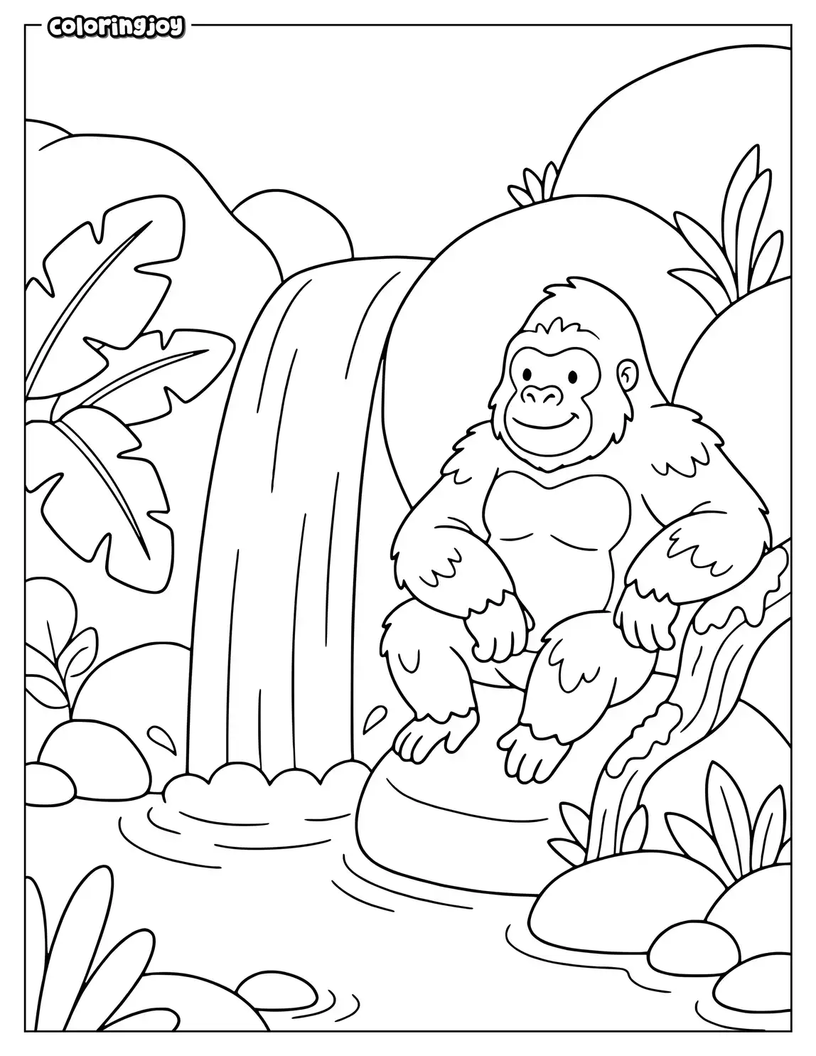 King Kong Takes a Break Beside a Waterfall