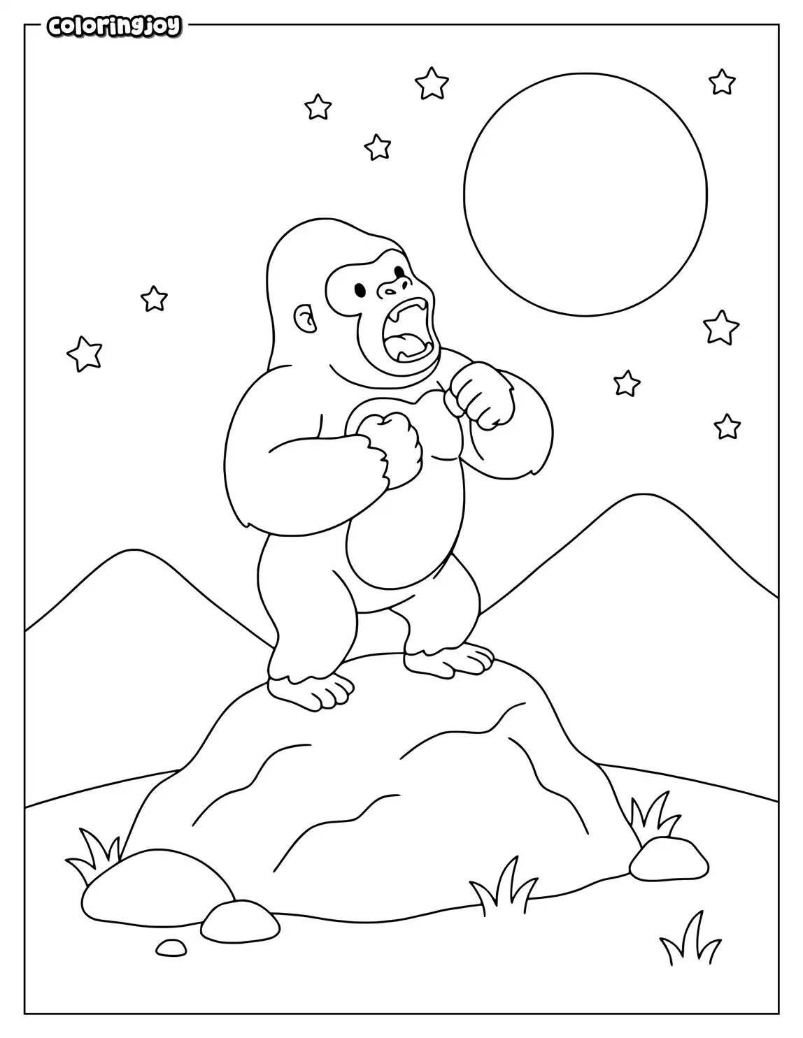 King Kong Lets Out a Roar Beneath the Full Moon