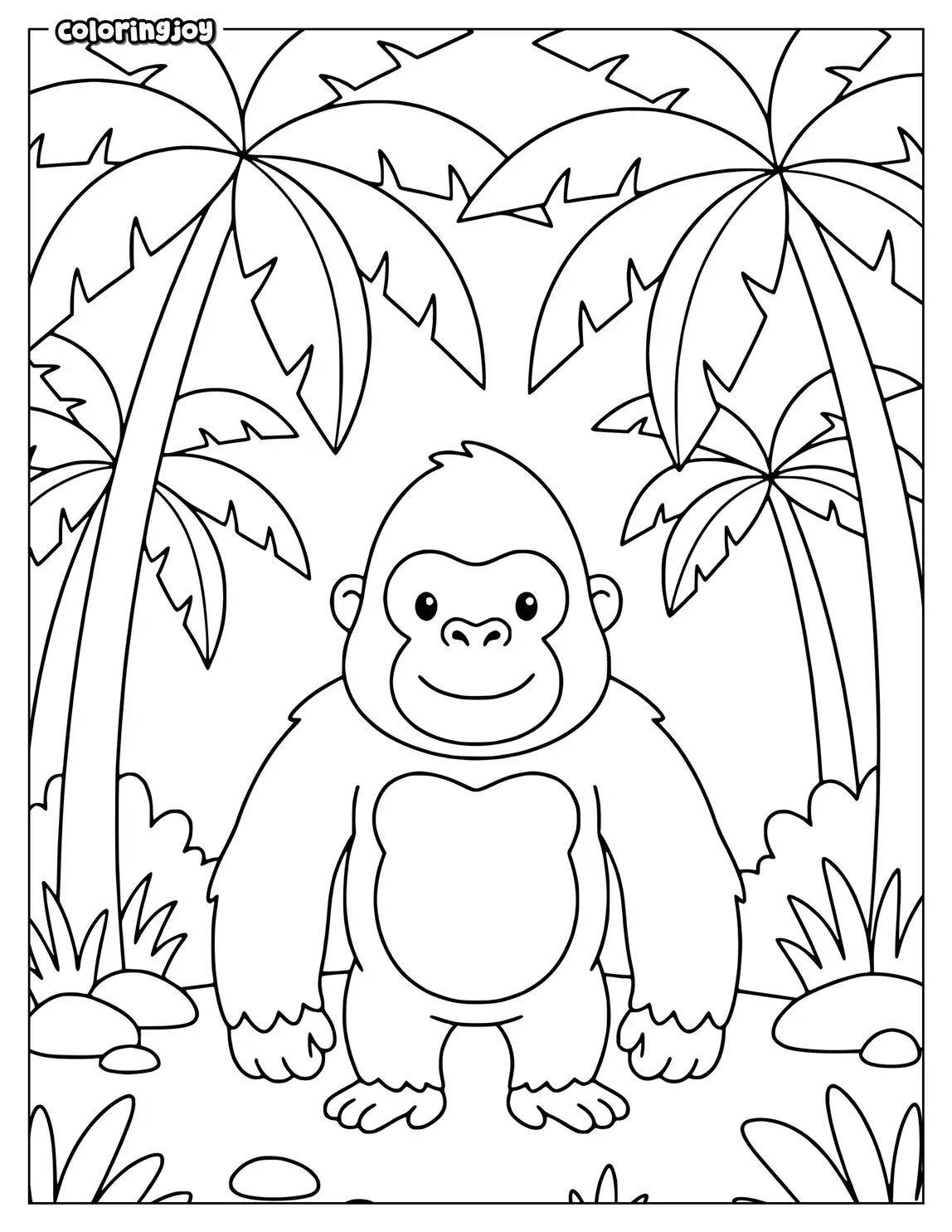 Tall Palm Trees Surround King Kong in the Jungle