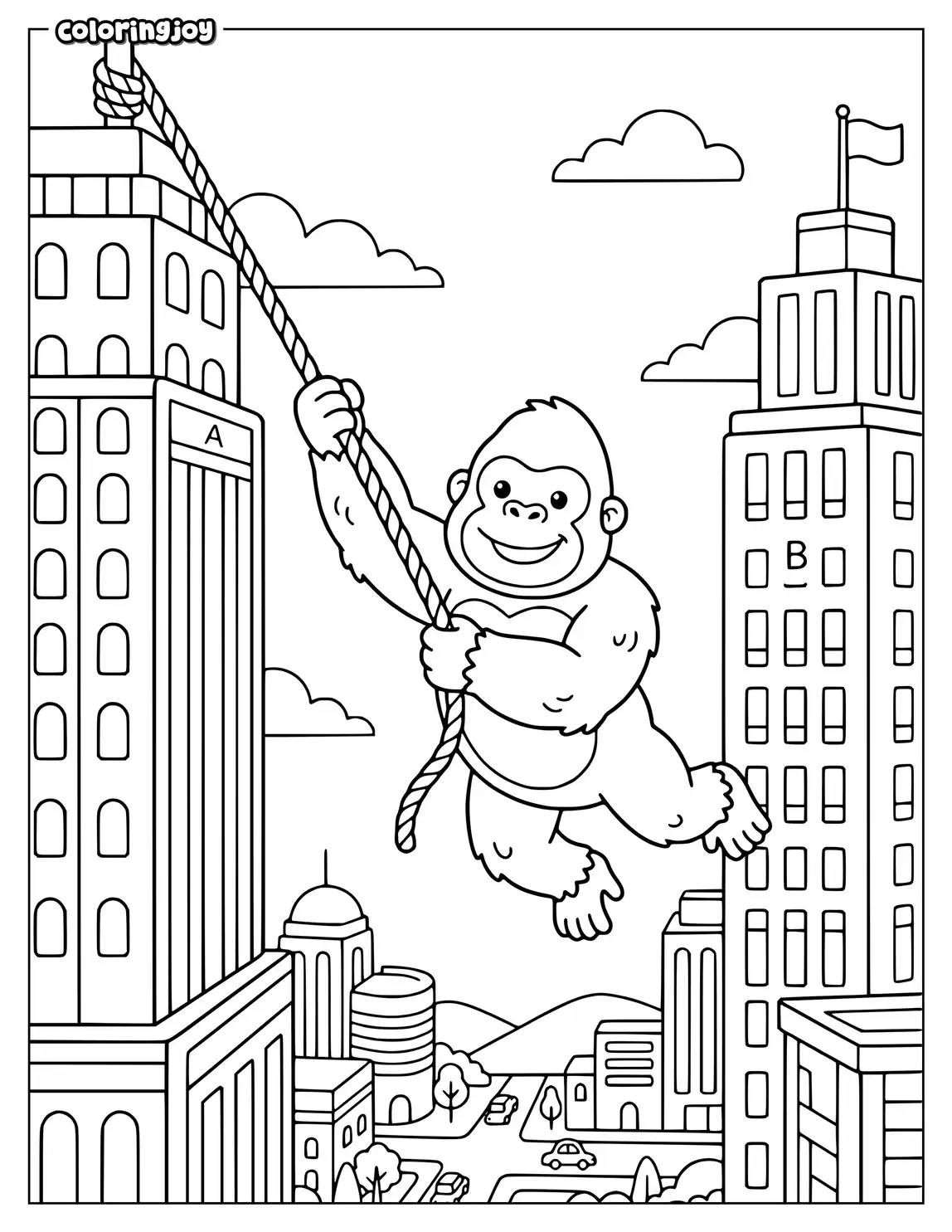 King Kong Swings Between Skyscrapers High Above the Streets