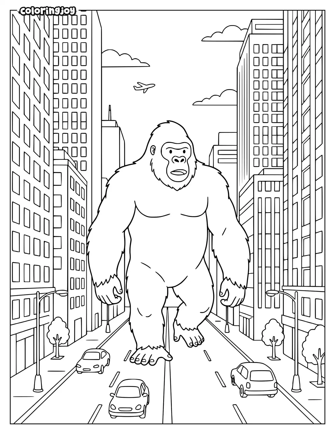 King Kong Strolls Between Tall Buildings in the City