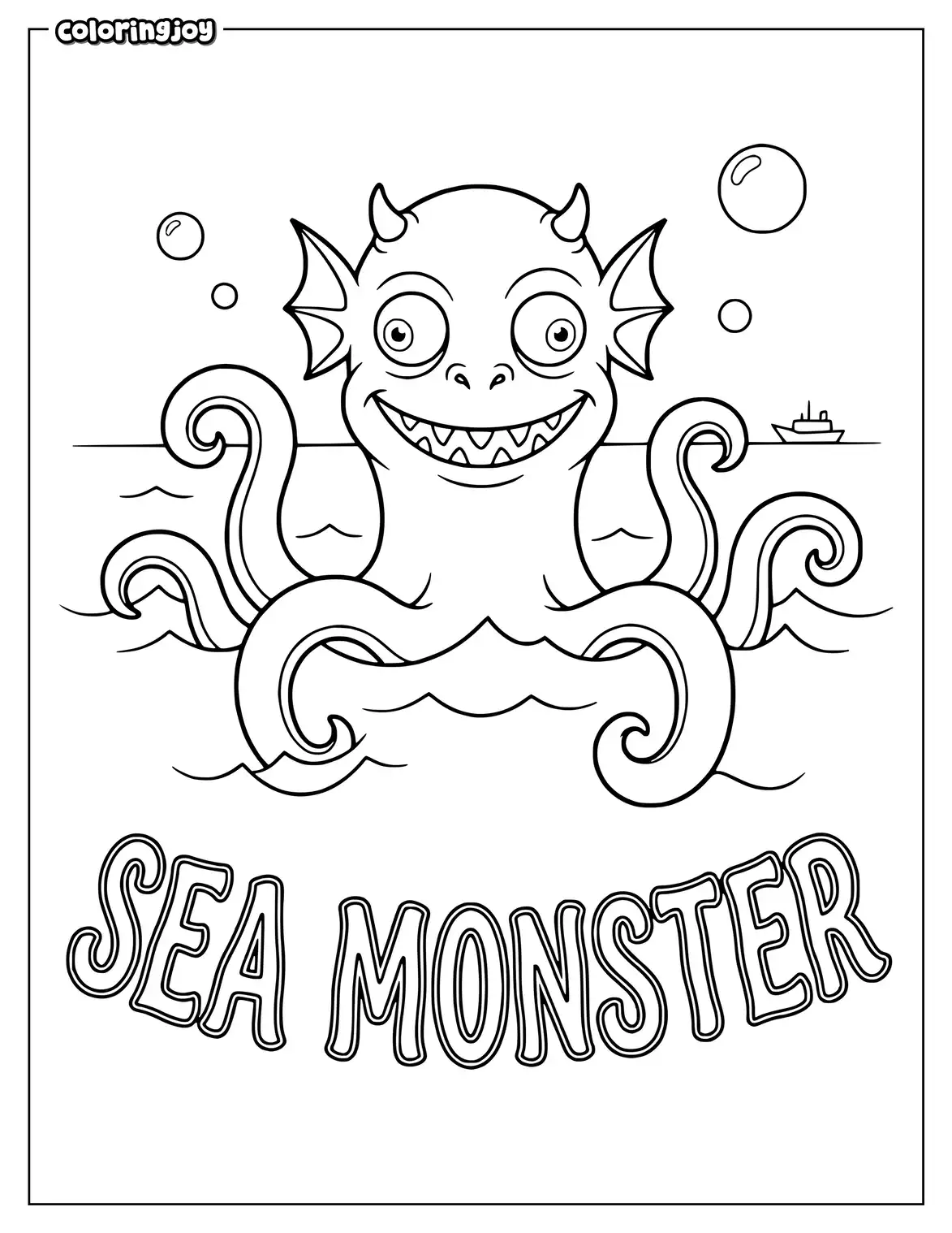 Sea Monster Halloween Coloring Page
