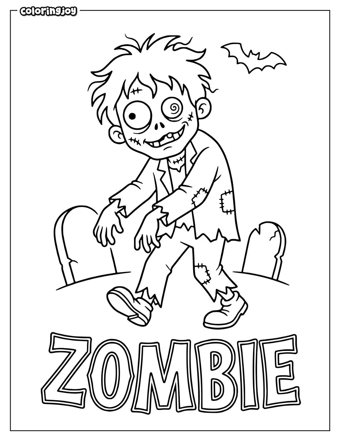 Silly Zombie Halloween Coloring Page