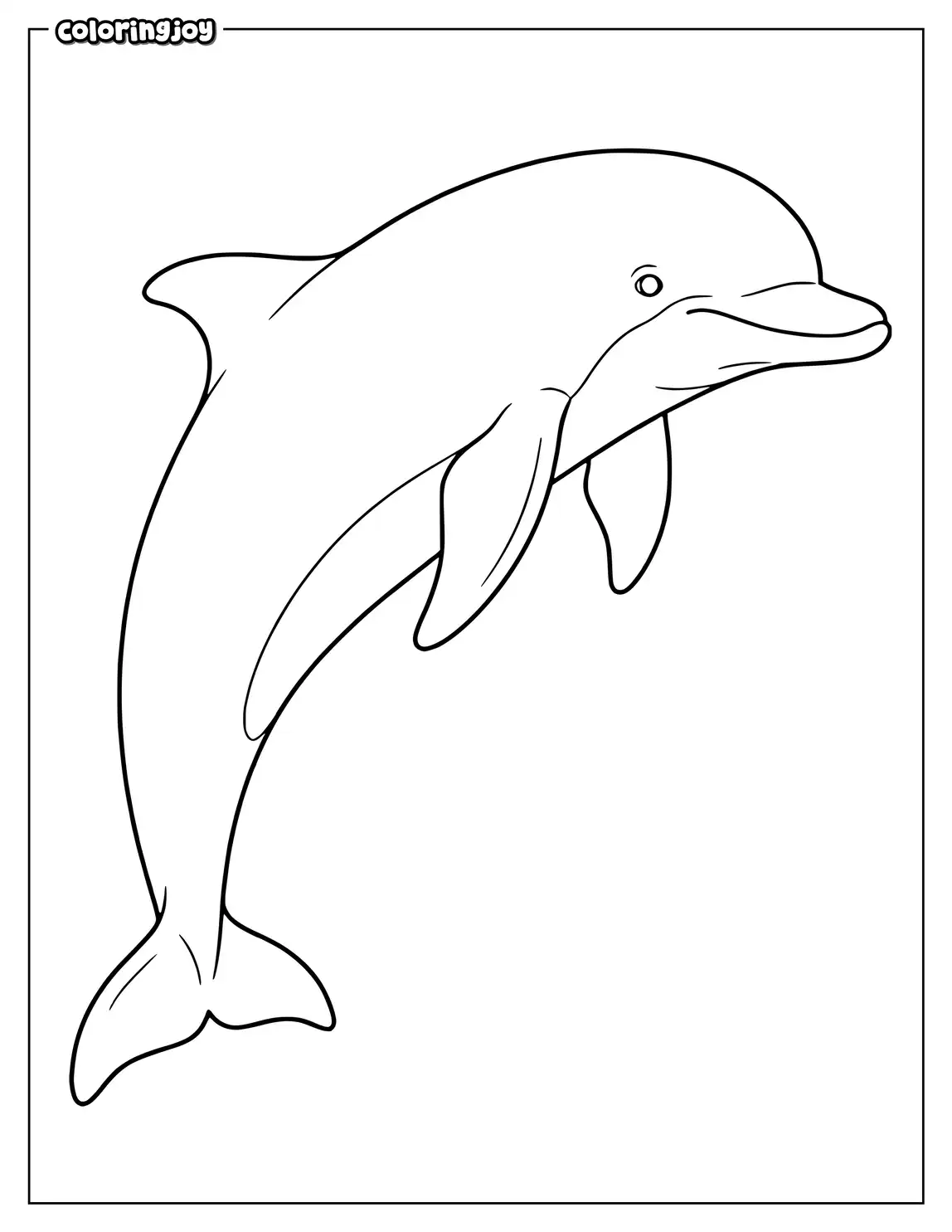 A dolphin side profile features clean outlines and minimal interior details.