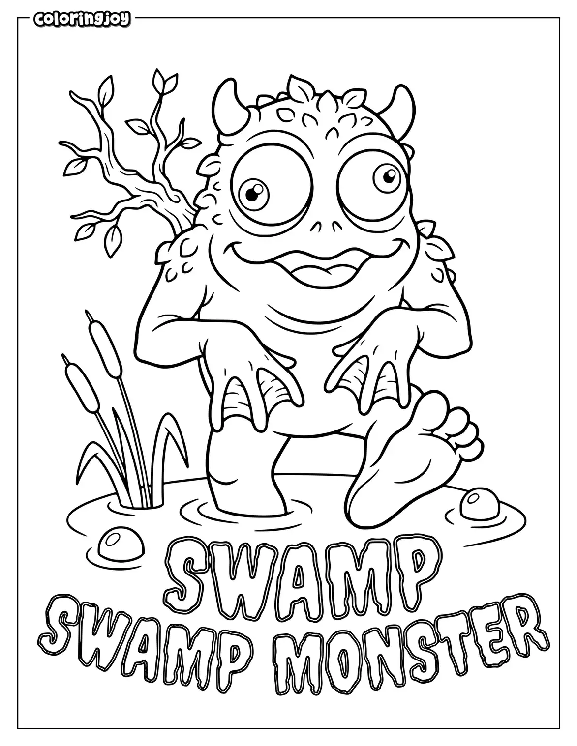 Swamp Monster Halloween Coloring Page