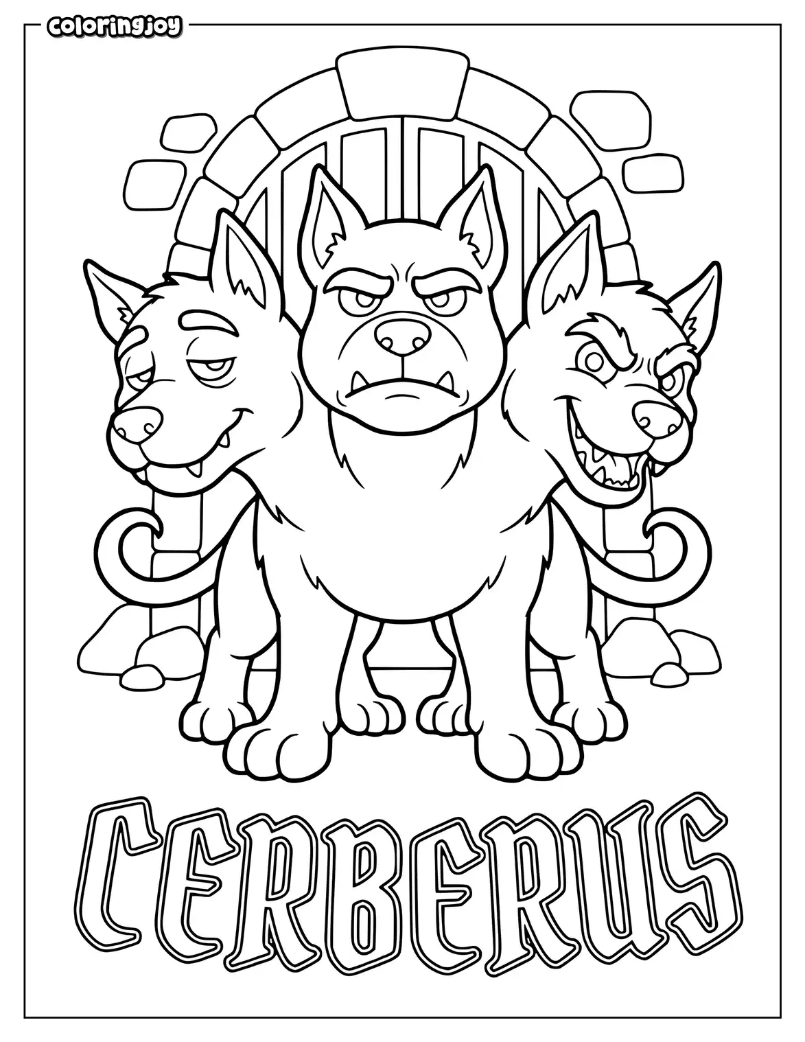 Three-Headed Cerberus Coloring Page