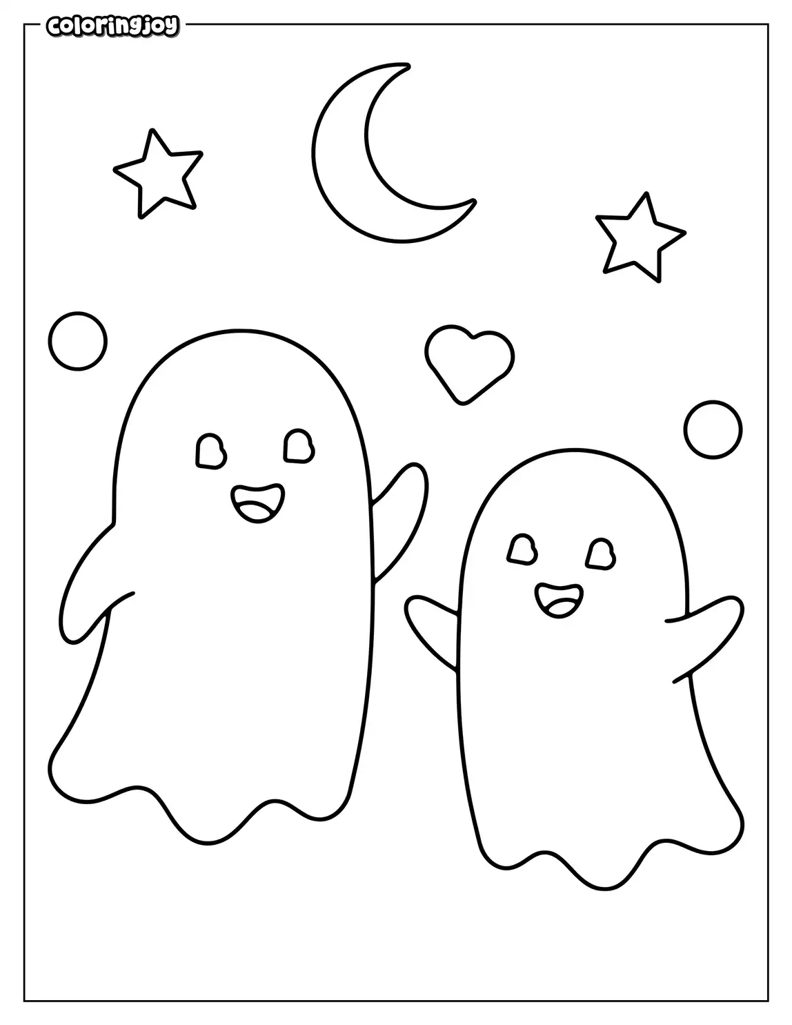 Two Ghost Friends Coloring Page
