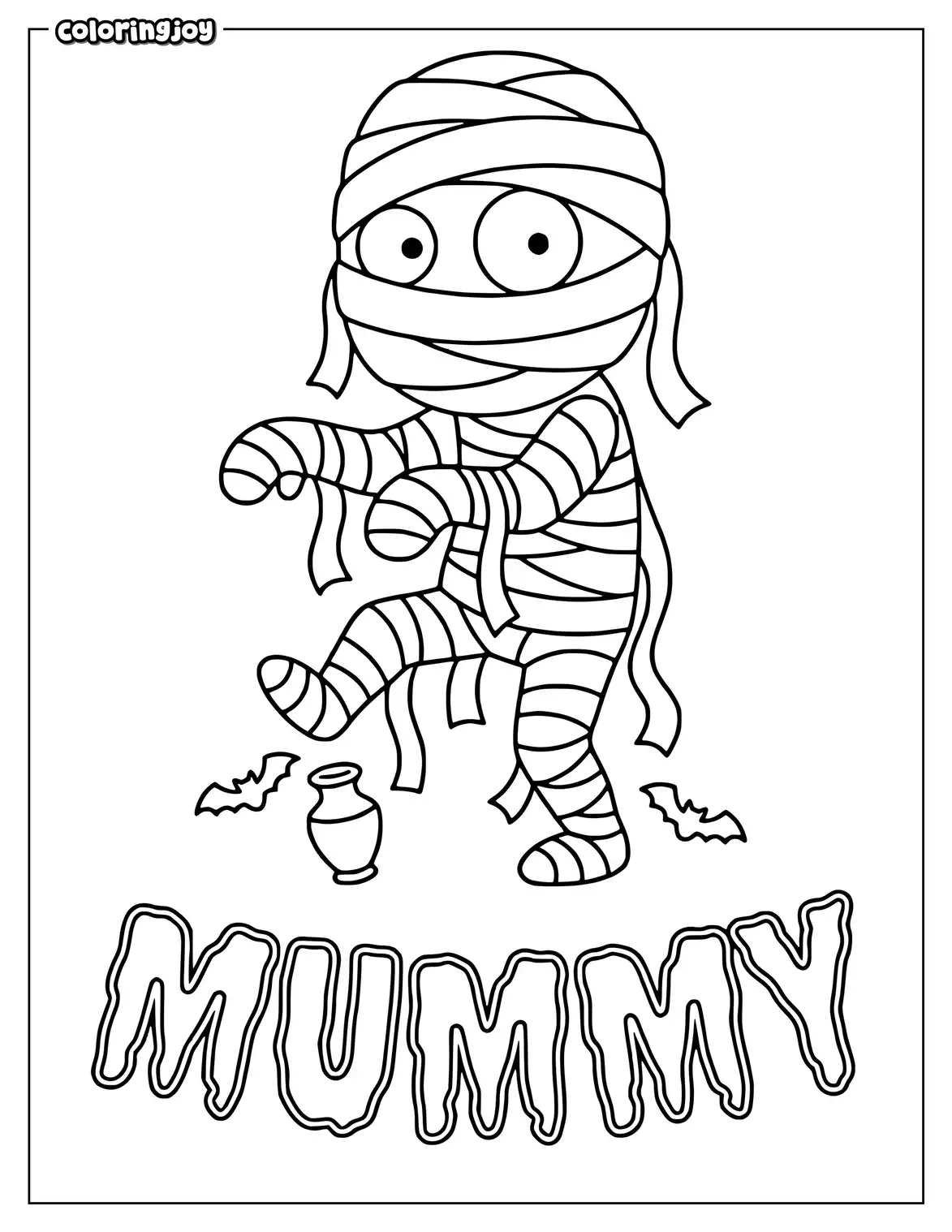 Wrapped Mummy Halloween Coloring Sheet