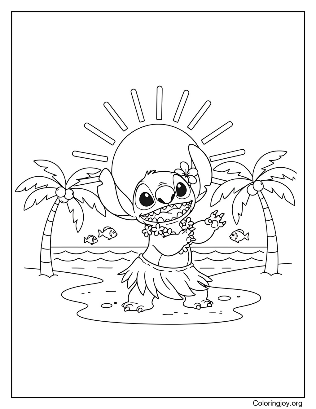 hula stitch picture to color