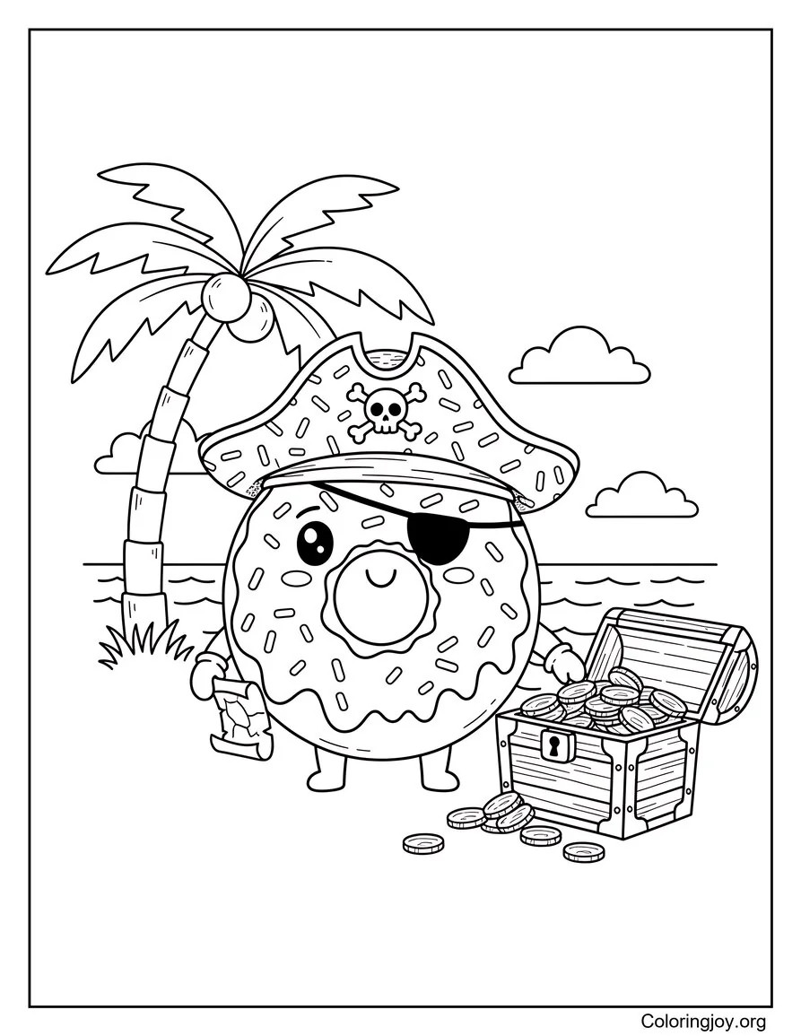 Pirate Donut Searching for Treasure