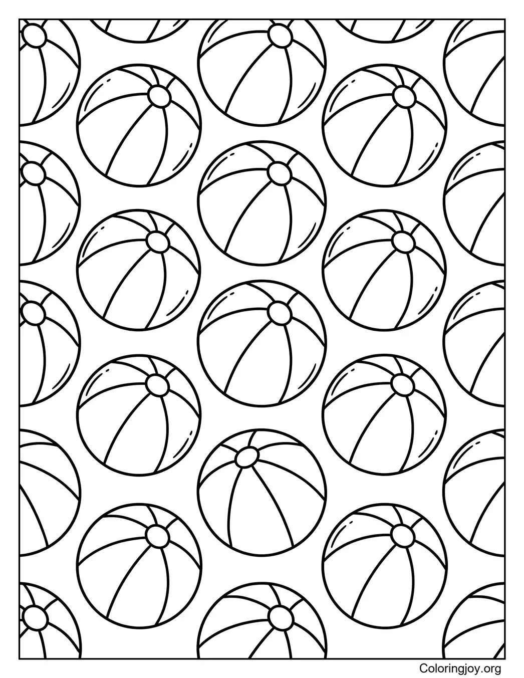 Beach Ball Doodle Art Coloring Page