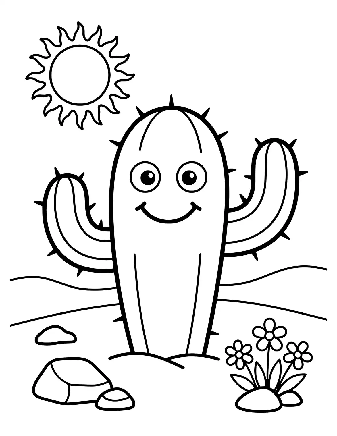 Cactus standing in a simple desert scene.