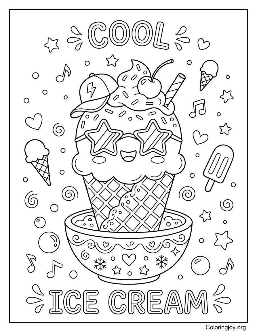 Cool Ice Cream Fun Drawing to Color