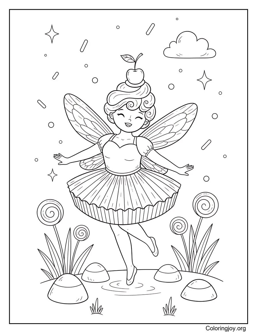 Watch a fairy twirl in a candy garden, dressed in cupcake clothes.